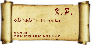 Kádár Piroska névjegykártya