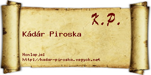 Kádár Piroska névjegykártya